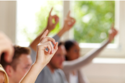 hands up in meeting