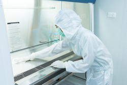 Person working in cleanroom