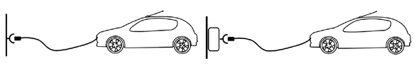 Electric vehicle with attached cable