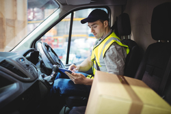 van driver at wheel